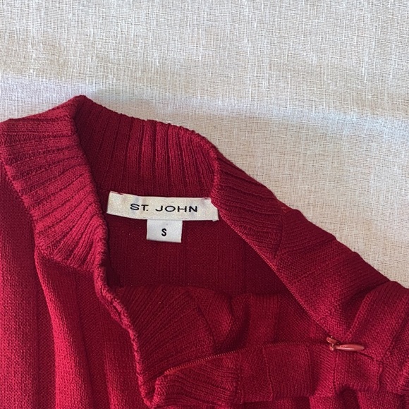 ST. JOHN Sleeveless Ribbed Jacquard Red Top S USA - Picture 3 of 5